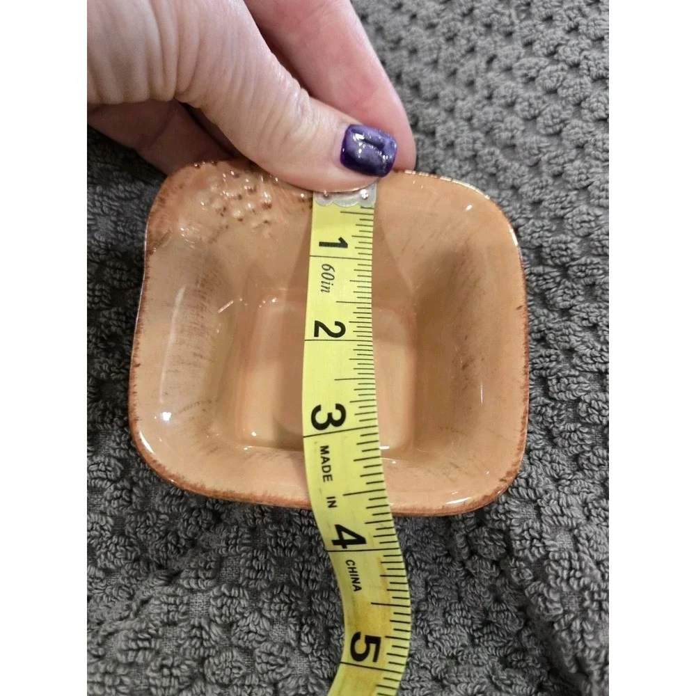 Casafina Casa Stone Madeira Harvest‎ Peach Square Dipping Bowl Portugal Ceramic